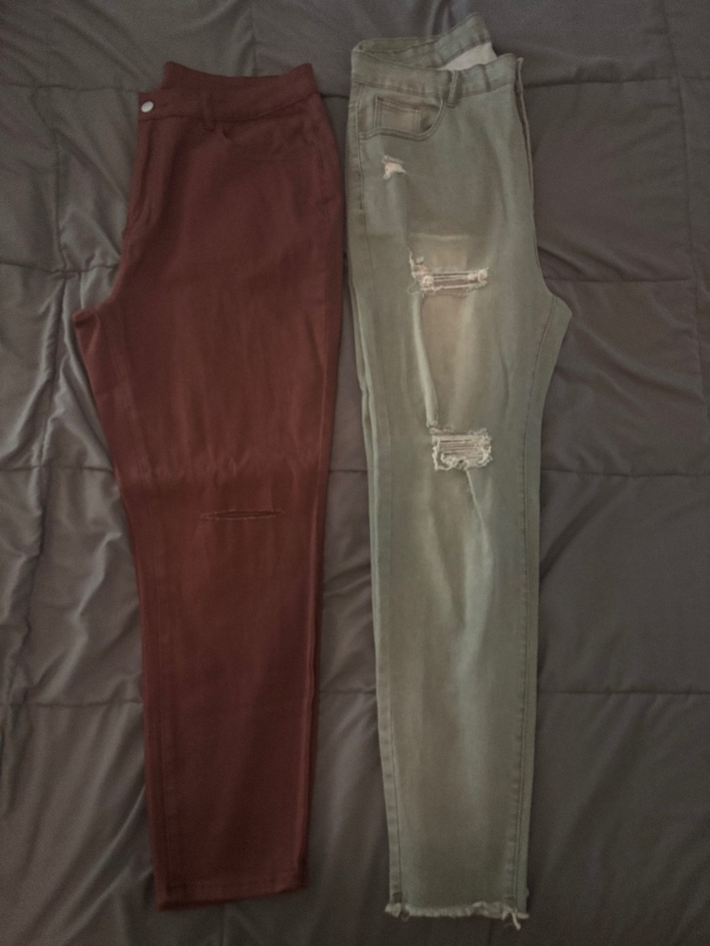 2 Pair SHEIN Curve Women’s 2XL Skinny Jeans Distressed Brown & Olive Stretch